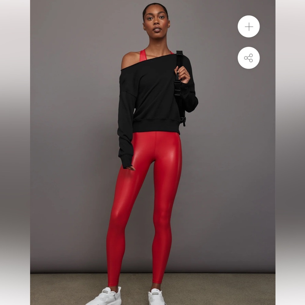 CARBON38 NWOT High Rise Full-Length Legging in Takara Shine Sz X-Small Haute Red